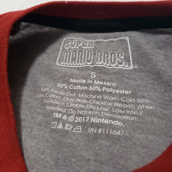 Super Mario Bros Red Grey Long Sleeve Tee Size S - Picture 3 of 5